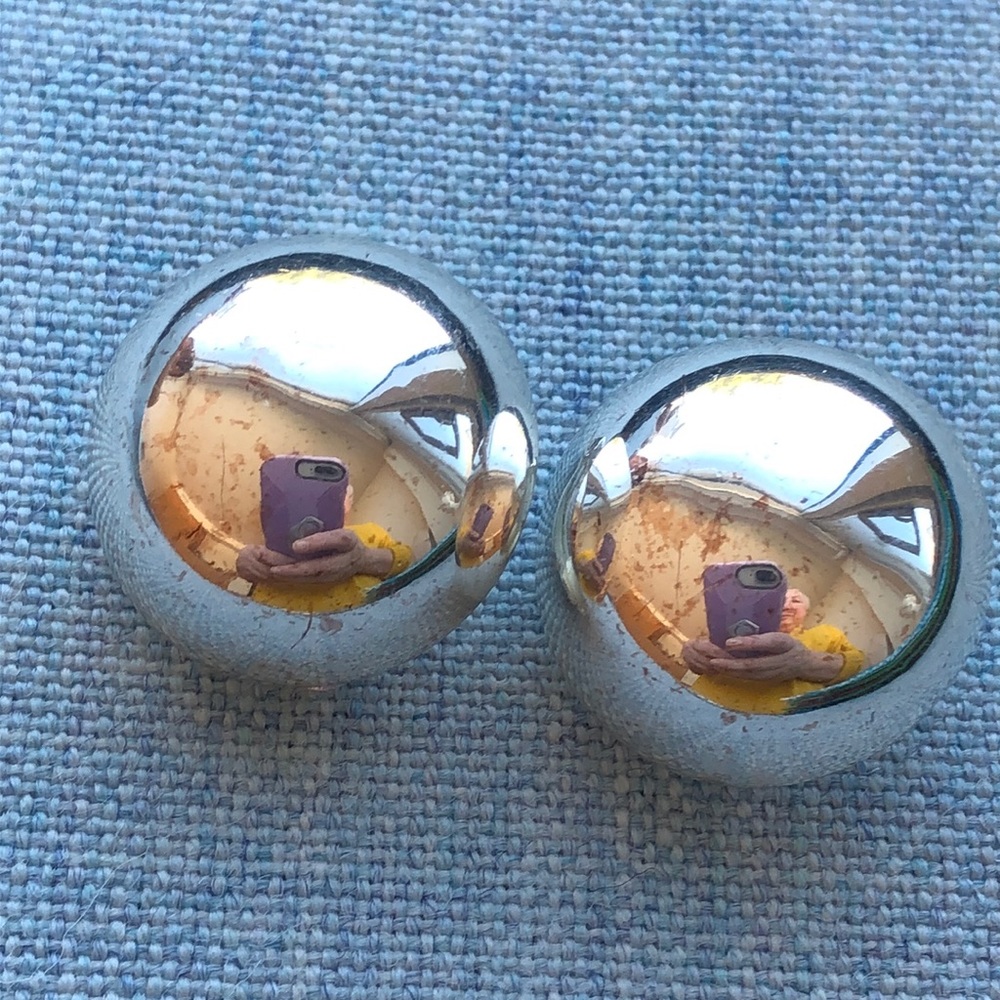 Vintage Thailand SU 925 sterling silver button clip on earrings